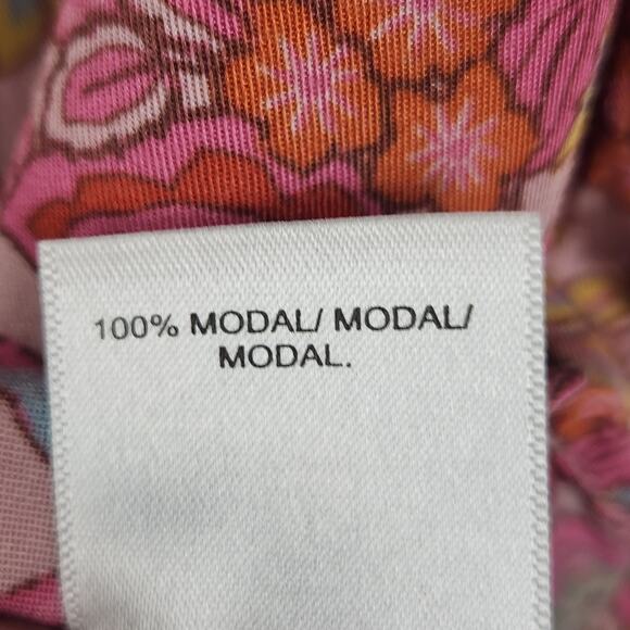 Lucky Brand Button-Up Blouse Women’s SZ L Pink Floral 100% Modal Short Sleeve - Picture 12 of 14